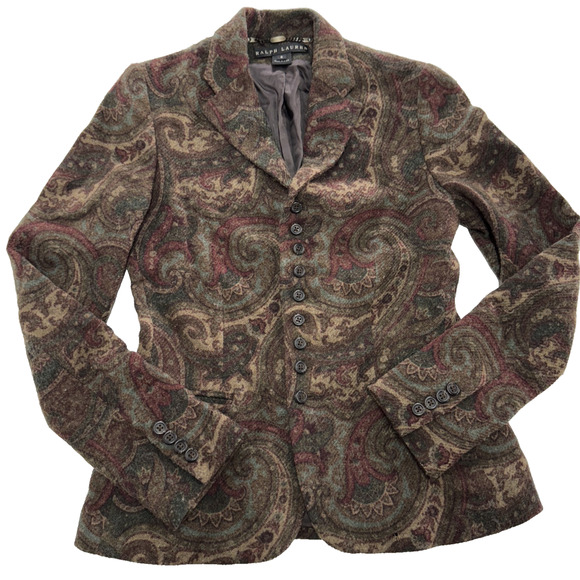 Ralph Lauren Jackets & Blazers - Ralph Lauren Blazer Womens 6 Paisley Wool Made USA Union Jacket Vintage 90s